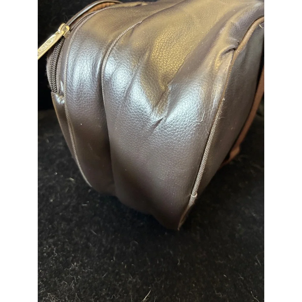Picnic Plus Brown Faux Leather Insulated Wine Bottle Carrier Sling Bag Travel